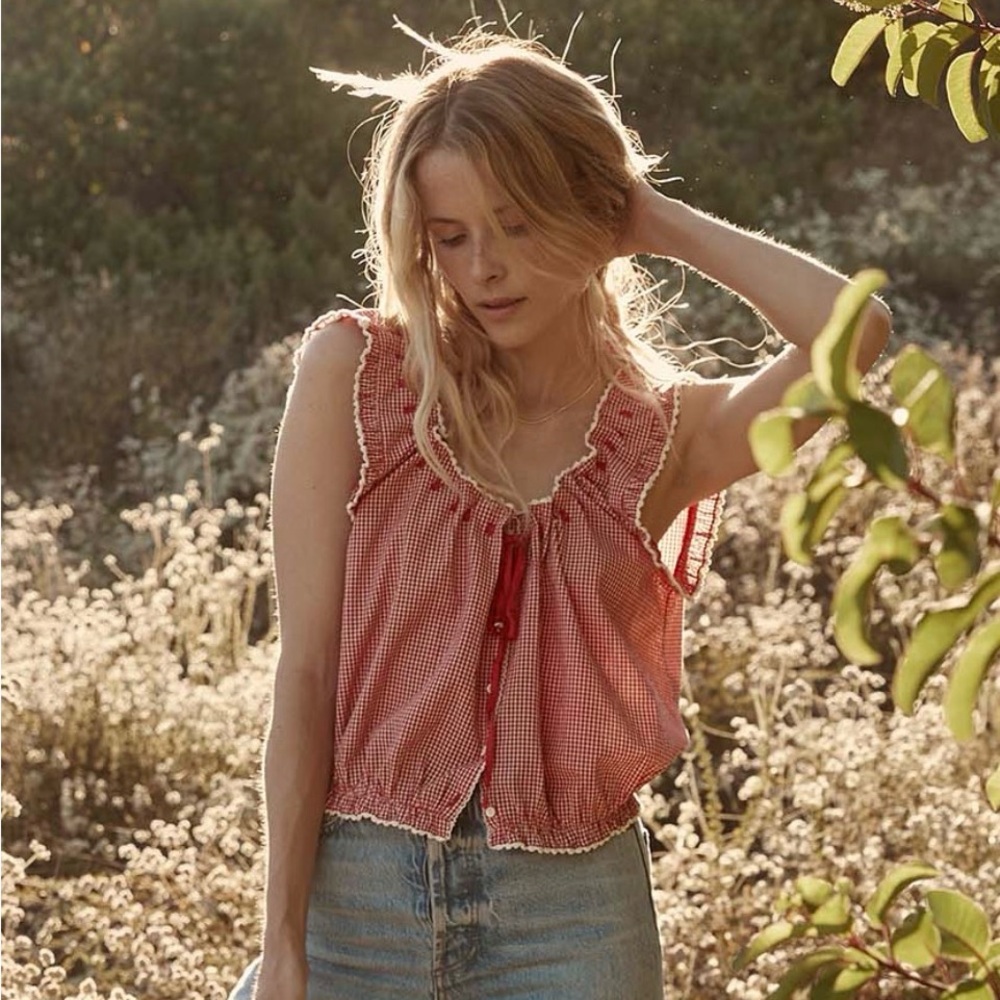 Doen Traveler Top in Cerise Paris Gingham